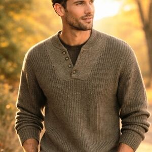 Eddie Bauer Chunky Fisherman Pullover Sweater Olive Heritage